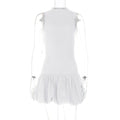 Women Clothing Summer Sexy Back Hollow Out Cutout Out Slim Fitting Patchwork Pleated Dress Women Bella Mia