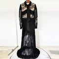 Spring Summer Star Lace Stitching Pleated Maxi Dress Floor Length Dress