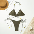 Solid Color Nylon Bikini Set Lace up Split Swimsuit Women Multicolor Bella Mia