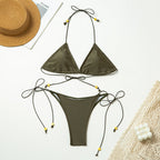 Solid Color Nylon Bikini Set Lace up Split Swimsuit Women Multicolor Bella Mia