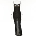 Autumn Sexy Suspender Tight Dress Lace Backless Split Polka Dot Dress Bella Mia