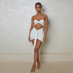 Sexy Tube Top Dress Summer Sexy Party Hollow Out Cutout Out Solid Color Sheath Short Dress Bella Mia