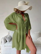 Bamboo Single Breasted Shirt Beach Cover up Sexy Cardigan Sun Protection Shirt Beach Cover Up Bella Mia
