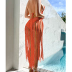 Beach Tourism Hand Crocheting Three Dimensional Floral Tassel Beach Sexy Open Back Swimsuit Bikini Set Crochet hook Bella Mia