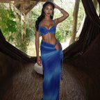 Summer Sexy Beach Vacation Swimsuit Woven Halter Top Top Split Skirt Set Bella Mia