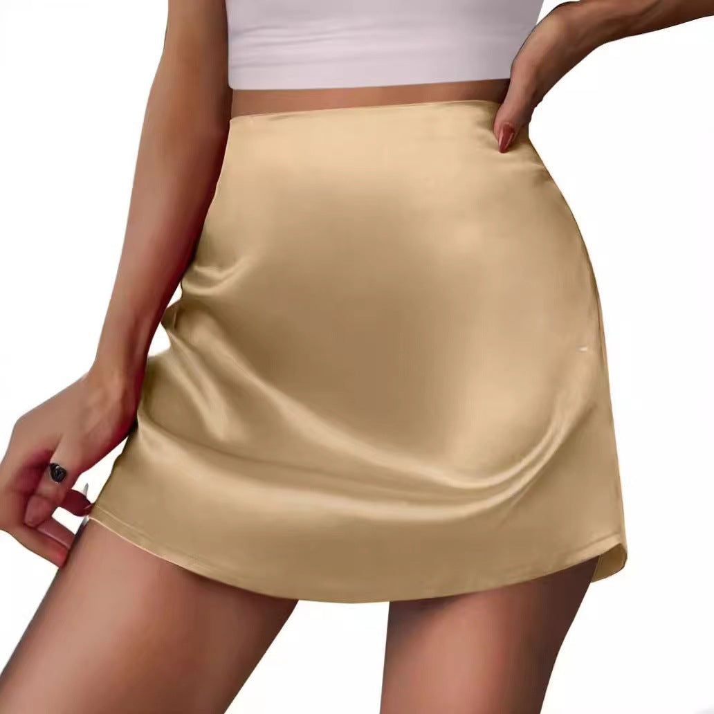 Satin Skirt Women Mini A Line Skirt Pleated Skirt High Waist Satin Skirt Bella Mia