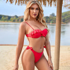 Sexy Bikini Vacation Swimsuit Sling Split Strap Backless Ruffled Swimsuit Bikini Bella Mia