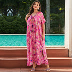 Rayon Printed Beach Cover up Vacation Maxi Dress Loose Robe Bikini Cover-up Sun Protection Shirt Bella Mia