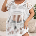 Beach Vacation Overclothes Women Clothes Hollow Out Cutout Woven Dress Loose Beach Cover Up Bella Mia