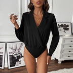 Autumn Black Turn down Collar Jumpsuit Women Clothing Bella Mia