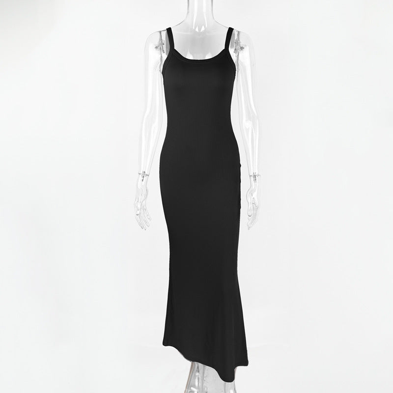 Summer Women Clothing Sexy Slim Fit Drape Sunken Stripe Strap Dress