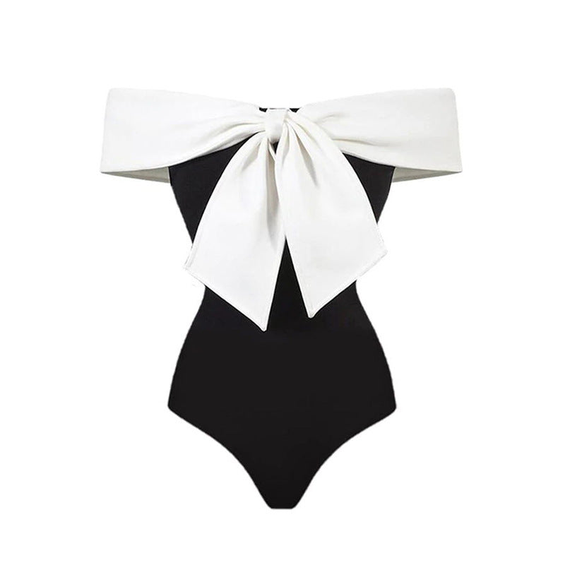 Solid Color Sexy Bandeau One Shoulder Sunscreen Beach Dress One Piece Ladies Two Piece Set Swimsuit Bella Mia