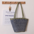 Special Interest Design Contrast Color One Shoulder Straw Bag Simple Twill Woven Tote Women Seaside Vacation Beach Bag Bella Mia