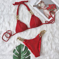 Bikini Golden Diamond Chain Split Swimsuit Sexy Special Fabric Women Swimwear textured Bella Mia