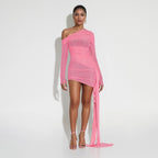 Spring Summer Women Wear Off Neck Design Sexy Pleated Dress Dopamine Sexy Bella Mia