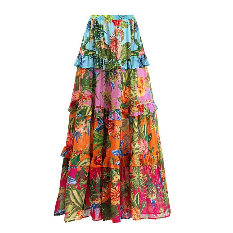 French Flying Sleeve Printed One Piece Swimsuit Women Cake Skirt Bella Mia