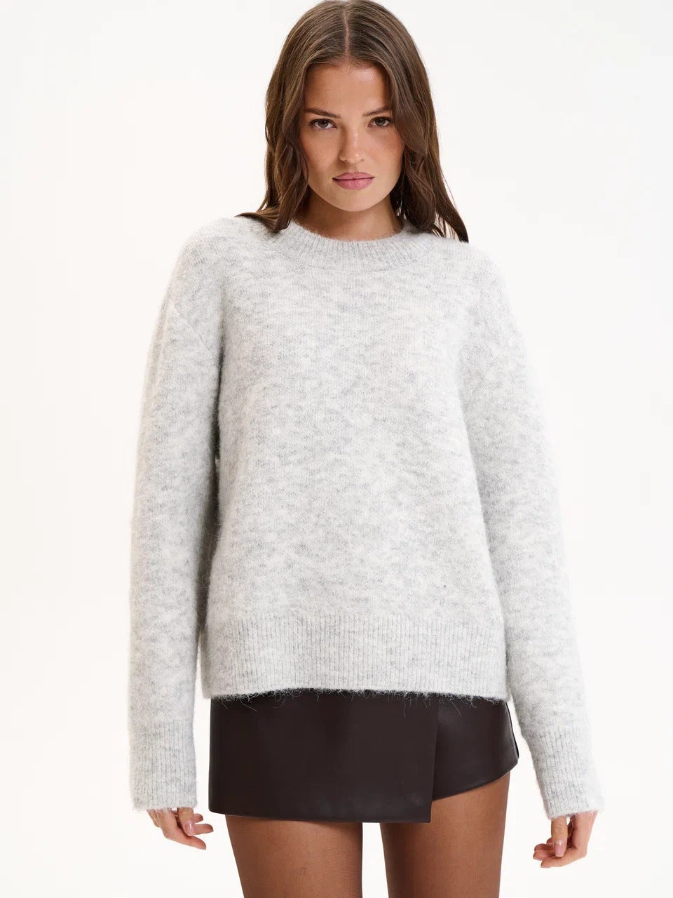 Women Autumn Winter Loose Long Wool Alpaca round Neck Sweater Bella Mia