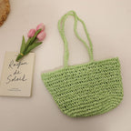 One Shoulder Straw Bag Simple Hollow Out Cutout out Straw Bag Woven Bag Summer Sweet Portable Seaside Vacation Beach Bag Women Bella Mia