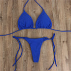 Sexy Sling Halter Bikini Women High Waist Strap Solid Color Split Swimsuit Bikini Bella Mia