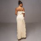 Spring Sexy Solid Color Backless Slit Splicing Sling Maxi Dress Bella Mia