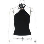 French Adjustable Buckle Lace up Top for Women Spring Sexy Backless Solid Color Tube Top Vest Bella Mia