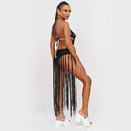 Sexy Hand Crocheting One Piece Tassel Beach Dress Backless Beach Bikini Cover up Sun Protective Clothing Bella Mia