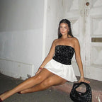 Women Clothing Spring Sexy off the Shoulder Tube Top Short Sequin Dress Women Bella Mia