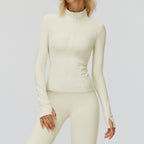 Autumn Winter Stand Collar Coat Zipper Windproof All Matching Warm Top Fitness Running Velvet Sport Coat Bella Mia