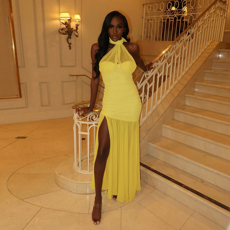 Mesh Ribbon Dress Cami Dress Sheath Fitted Waist Sexy Dress Bella Mia