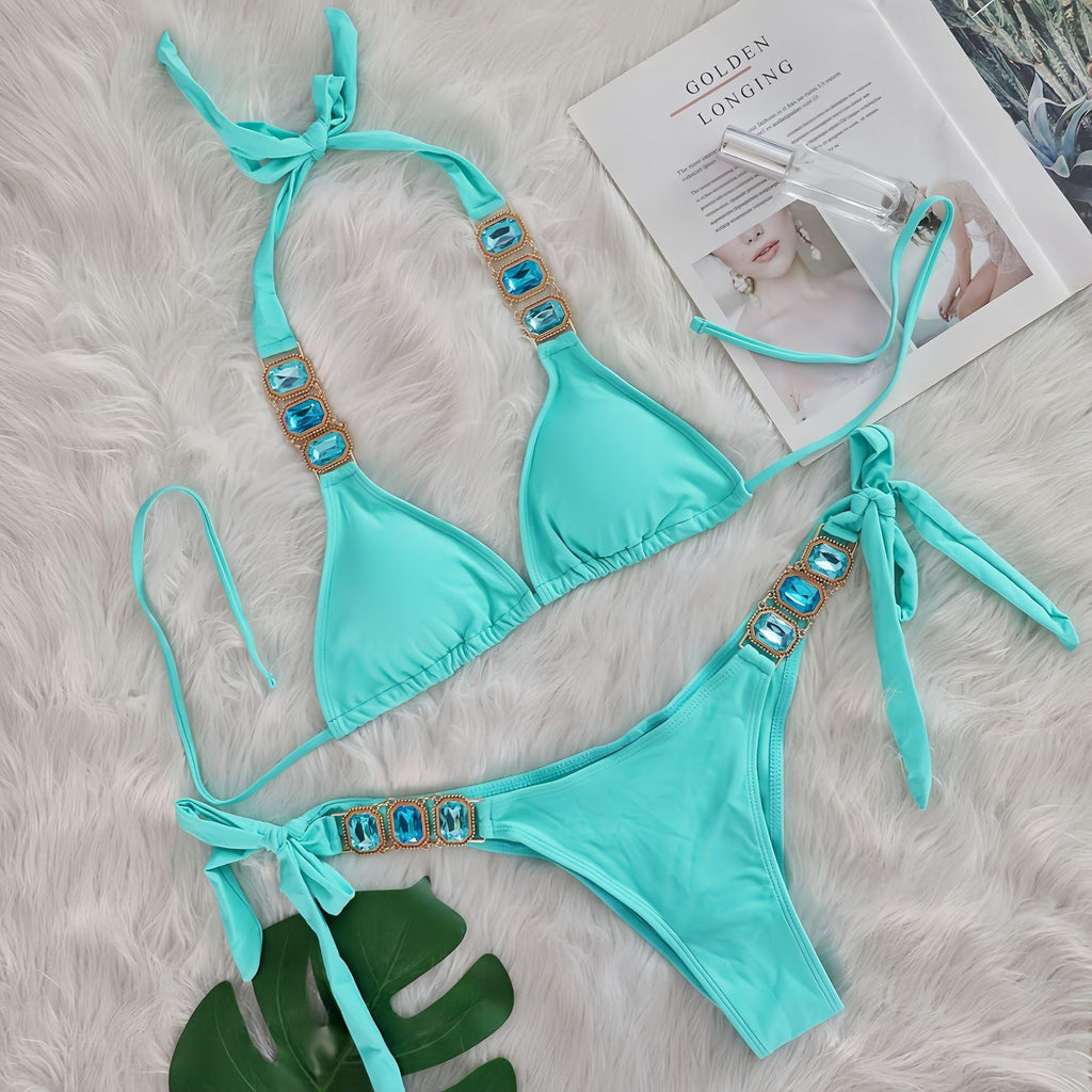 Crystal Diamond Bikini Sexy Women Split Bandage Swimsuit Beach Vacation Swimsuit Bella Mia