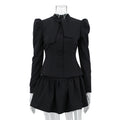 Niche Design Bow Tie Long Sleeve Top Skirt High Sense Two Piece Sets Elegant Outfit Women Bella Mia