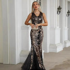 Short Sleeve Dress Women Sleeveless Sequined Mesh Fishtail Evening Dress Bella Mia