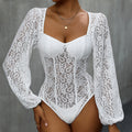 Fall Women Clothing Lace Stitching Long Sleeve White Jumpsuit Bella Mia