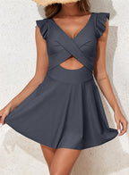 One Piece Ruffled Cross Skirt Split Swimsuit Swimsuit Women Tankini Bella Mia