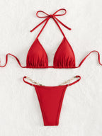 Ladies Swimsuit Split Swimsuit Solid Color Swimsuit Summer T Back Sexy Women Bikini Bella Mia