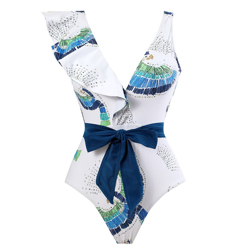 Sexy Swimsuit Women Vintage Ruffled Swimsuit Bikini Chiffon Beach Skirt Set Bella Mia