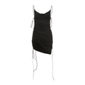 Spring Women Clothing Sexy Swing Collar Backless Solid Color Drawstring Lace Slim Fit Dress Bella Mia