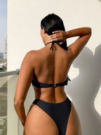 Women One-Piece Swimsuit Halter Sexy Solid Color One-Piece Bikini Bella Mia