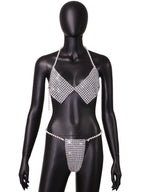 Cross Mirror Women Clothing Summer Sexy Three Point Pearl Halter Set Women Bella Mia