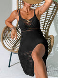 Women Braces Dress Women Beach Bikini Cover up Split Dress Metal Starfish Decoration Hollow Out Cutout Beach Dress