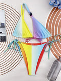 Rainbow Multicolor Sexy Bikini Oblique Shoulder Triangle Bag Swimsuit Swimwear Bella Mia