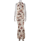 Women Clothing Autumn Sexy Swing Collar Vacation High Waist Figure Flattering Sheath Dress Maxi Dress Bella Mia