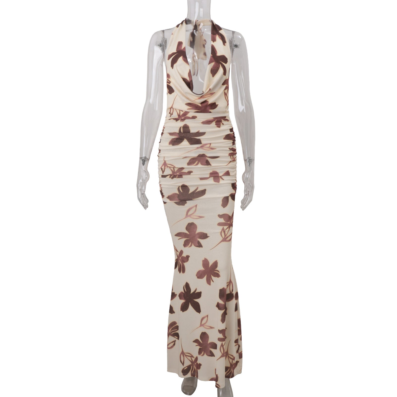 Women Clothing Autumn Sexy Swing Collar Vacation High Waist Figure Flattering Sheath Dress Maxi Dress Bella Mia