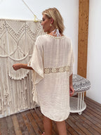 Outdoor Women Clothing Hand Crocheting Stitching Tassel Sexy Midi Dress Loose Sun Protection Beach Cover Up Bella Mia