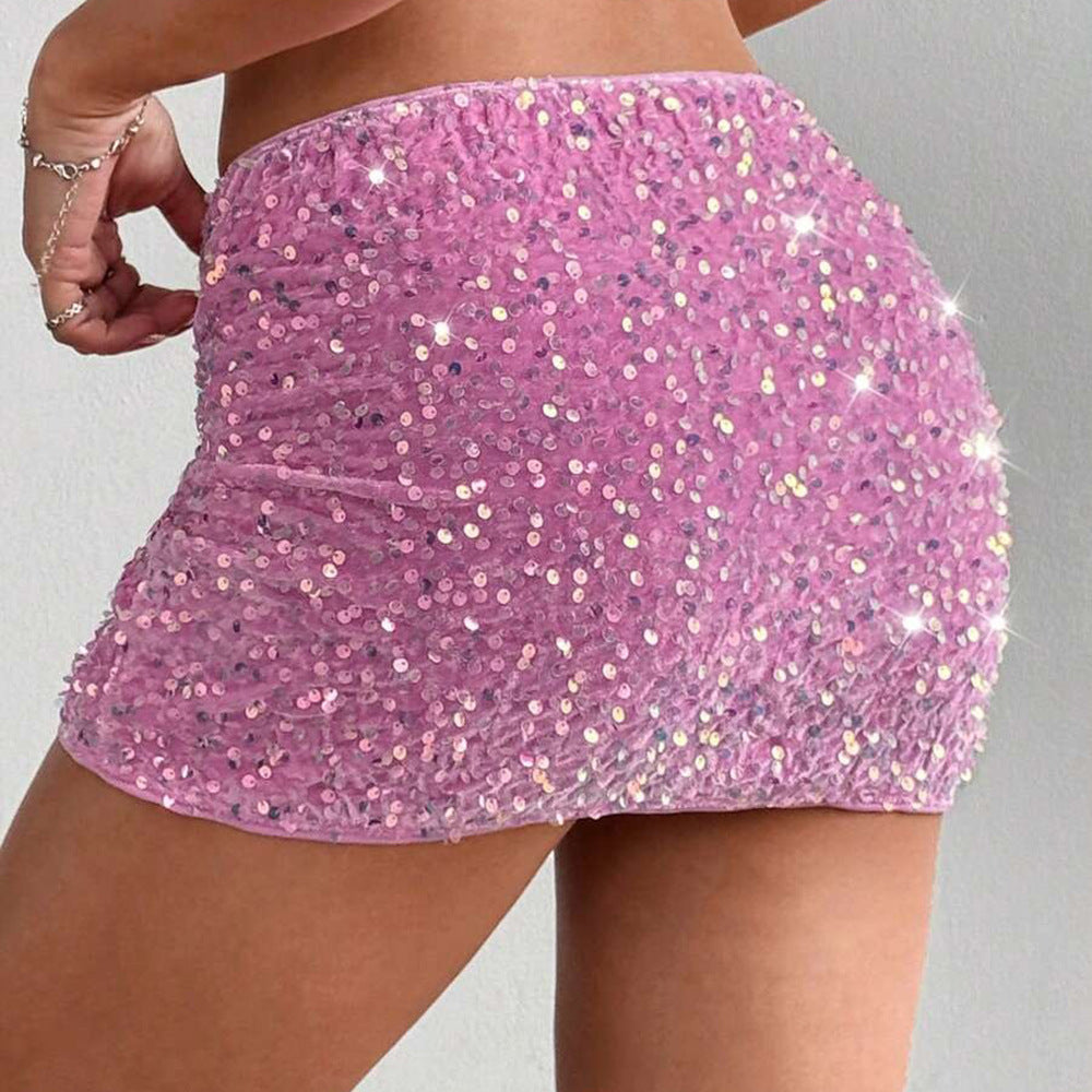 Sequin Flannel Skirt Sexy Hip Skirt for Women Bella Mia