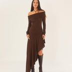 Women Wear Elegant off Shoulder Long Sleeve Close-Fitting Ruffled for Women Bella Mia
