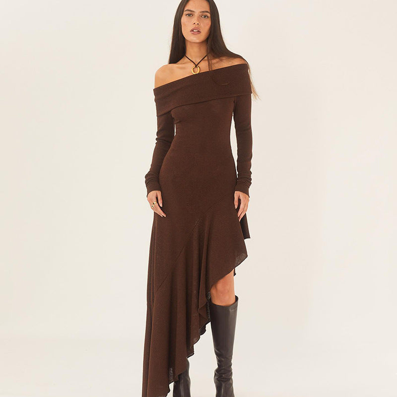 Women Wear Elegant off Shoulder Long Sleeve Close-Fitting Ruffled for Women Bella Mia