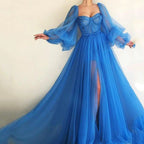 Summer Women Clothing Graceful Fashionable Dress Mesh Split Expansion Dress Wedding Evening Dress Bella Mia