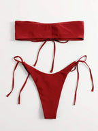 Women Seperated Swimwear Low Waist Basic Strapless Solid Color Tube Top Sexy Bikini Bella Mia