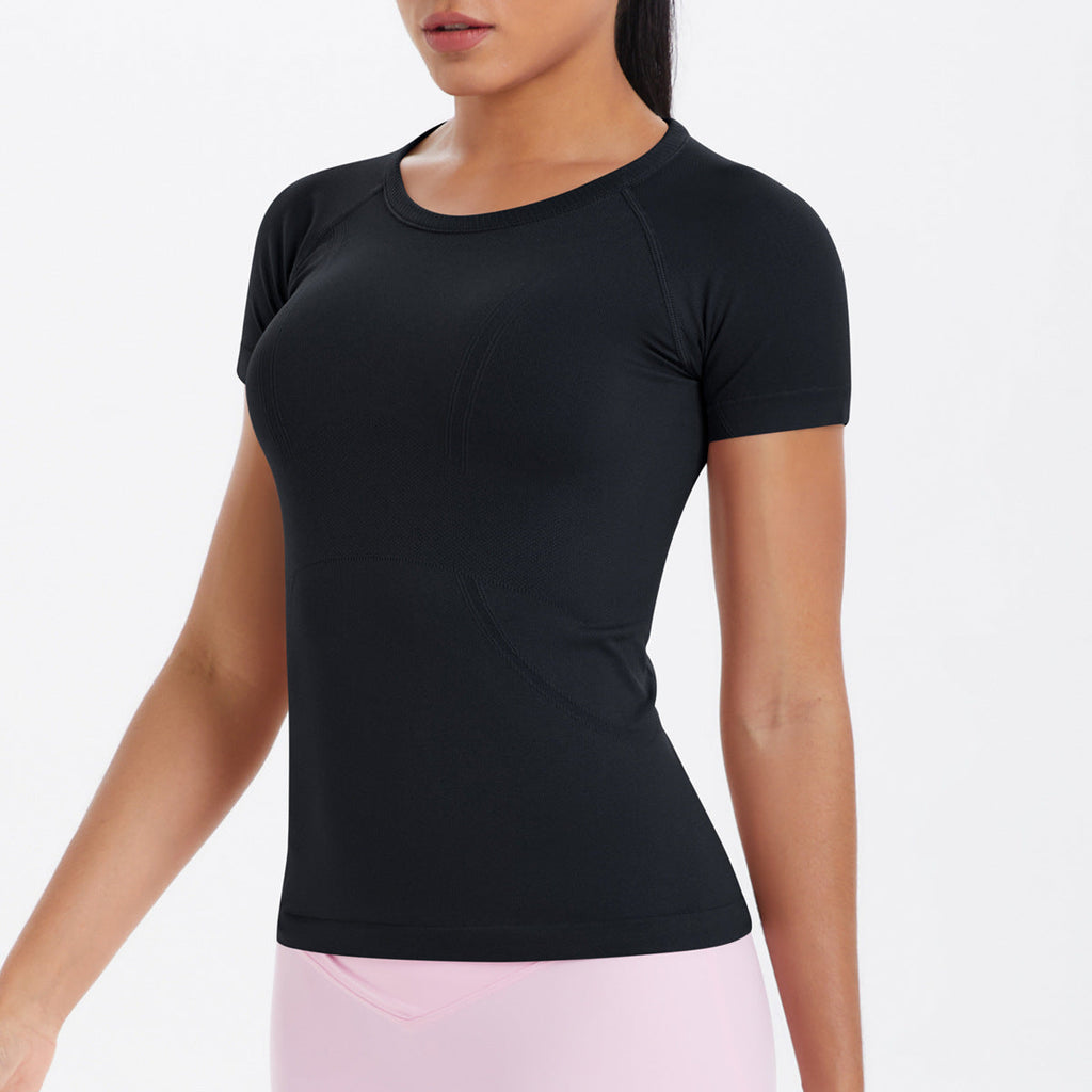 Women Short Sleeve round Neck Exercise T shirt Running Fitness Top Skin Friendly Slim Breathable Yoga Short Sleeve Bella Mia